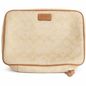Coach Khaki and Chalk Signature Canvas Pouch